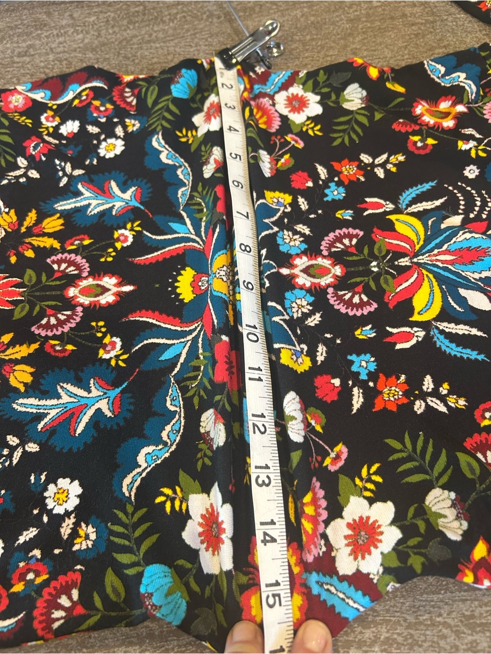 Alice + Olivia Black Midi Dress with Multicolor Floral Embroidery and Red Trim - Picture 5 of 8